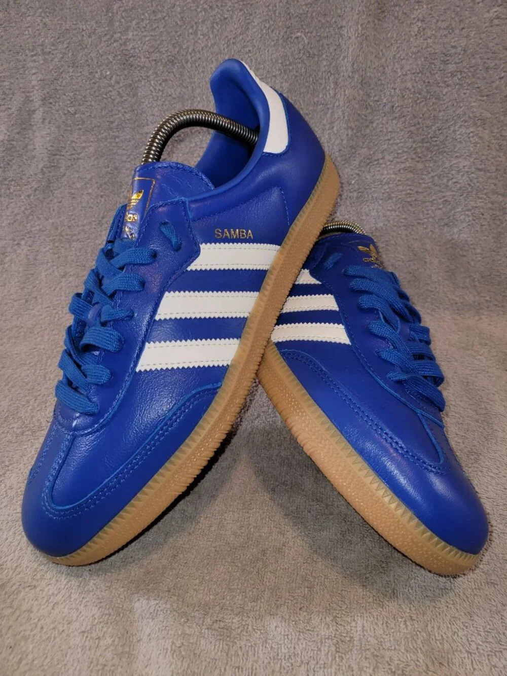 Adidas Samba OG Originals Athletic Shoes In Blue White Tan Gum Men's Size 10